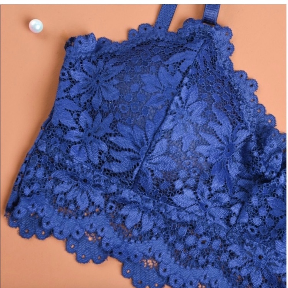 Blue Lace Bralette - One size fits most bra size 30 - 36 (A - C)